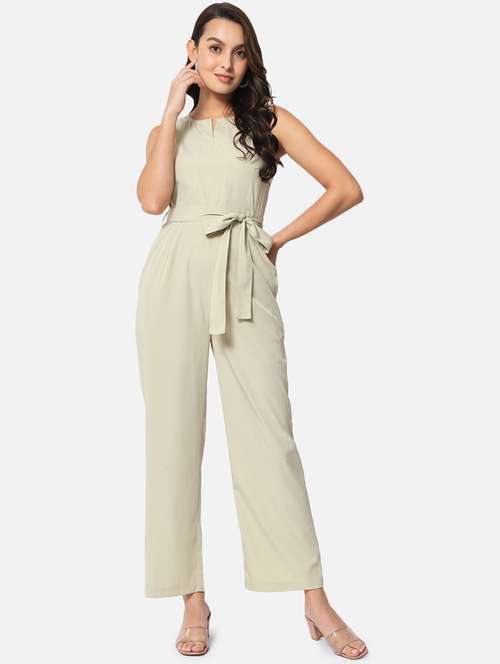 women solid sleeveless full length jumpsuit - 21916440 - Standard Image - 0