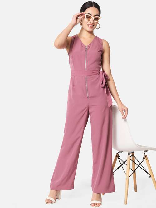 women solid sleeveless full length jumpsuit