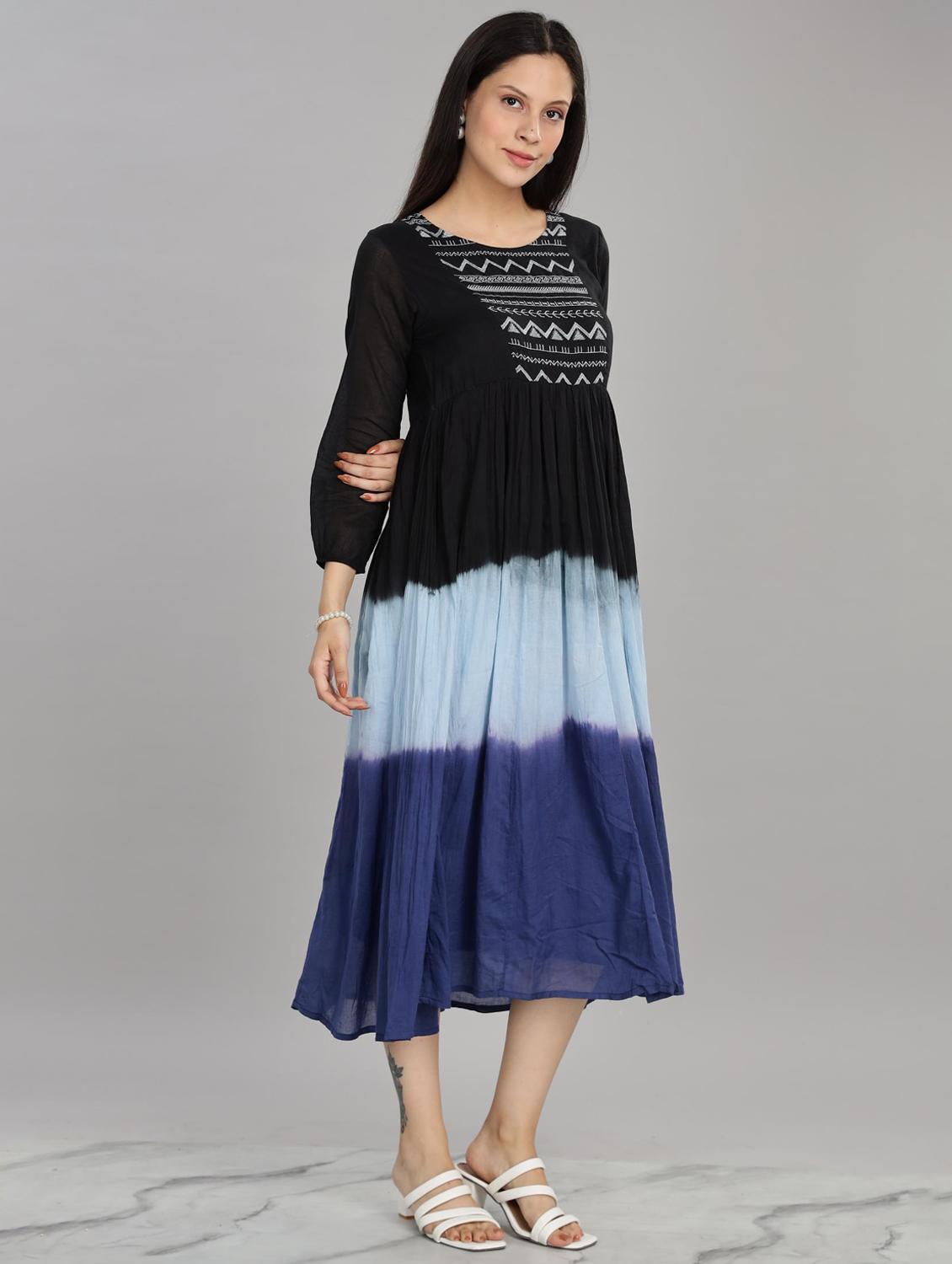 women embroidered round neck fit & flare ethnic dress - 21916486 - Standard Image - 2