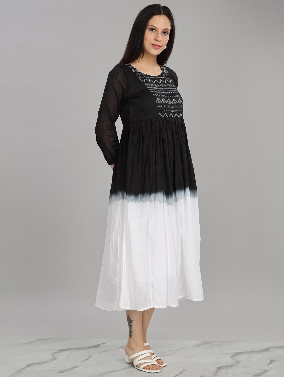 women embroidered round neck fit & flare ethnic dress - 21916487 - Standard Image - 2