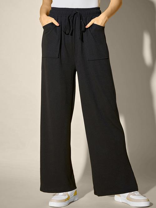 women solid high rise wide leg trouser - 21916494 - Standard Image - 0