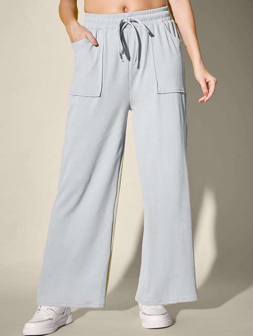 women solid high rise wide leg trouser - 21916496 -  Standard Image - 0