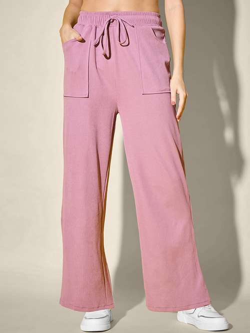women solid high rise wide leg trouser - 21916497 -  Standard Image - 0