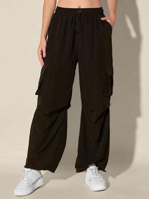 women solid high rise parachute pant - 21916506 - Standard Image - 0