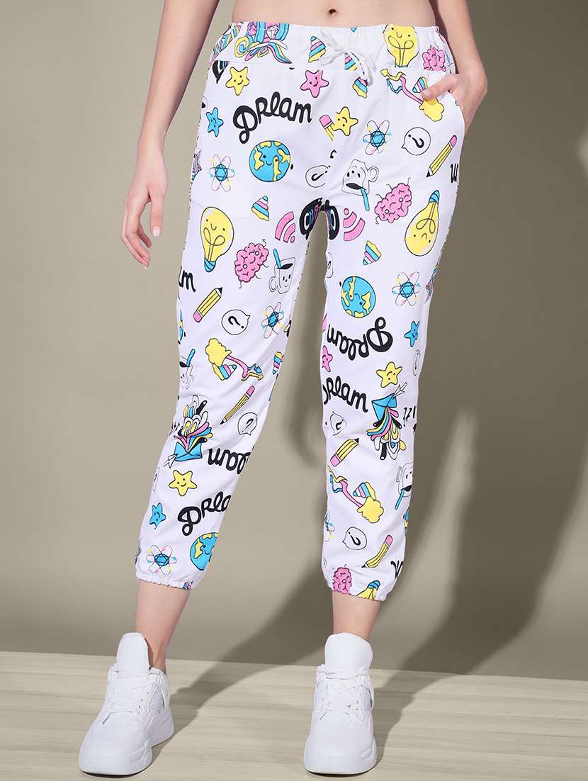 women printed mid rise jogger
