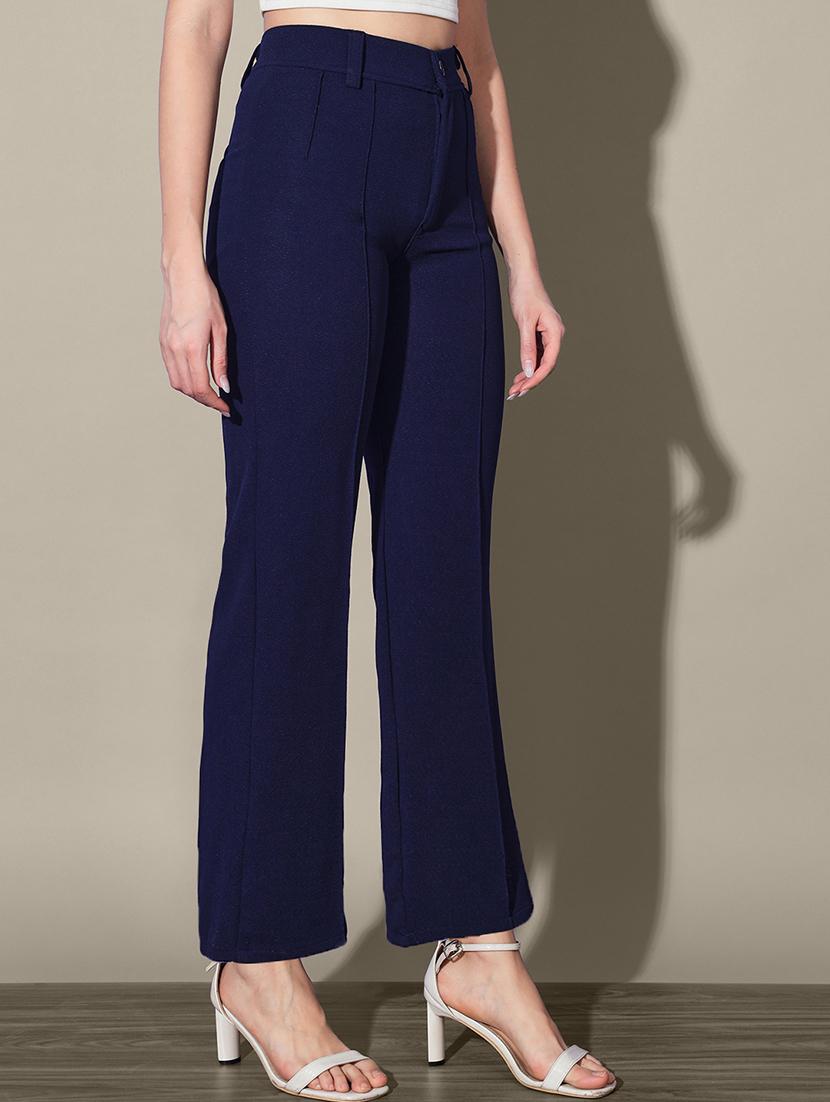 women solid high rise straight trouser - 21916510 - Standard Image - 2