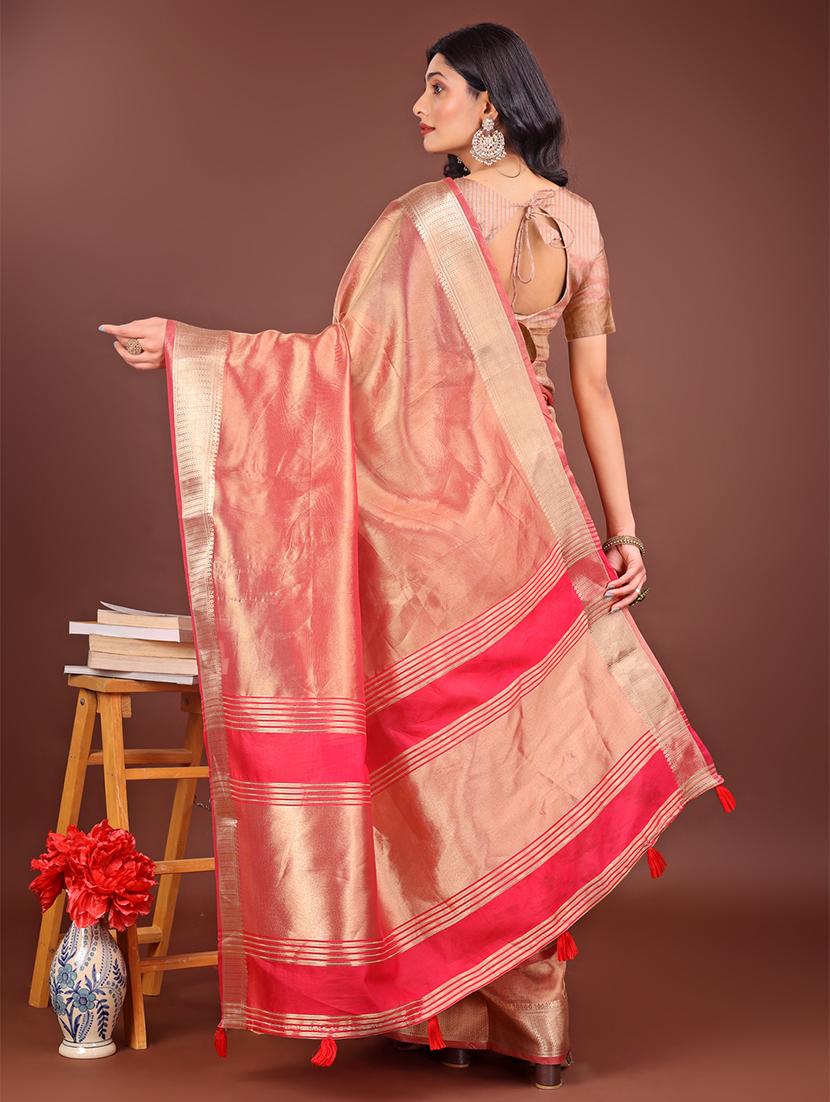 women solid with bordered saree with blouse - 21916532 - Standard Image - 2