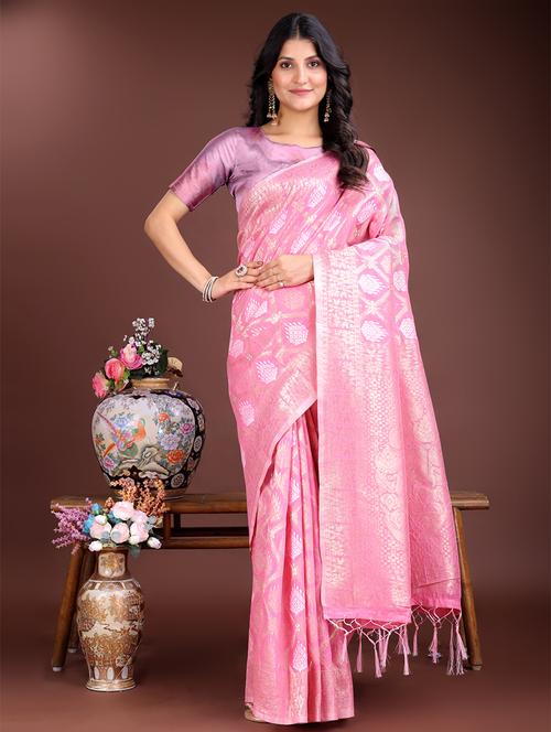 women self design chanderi saree with blouse - 21916586 - Standard Image - 0