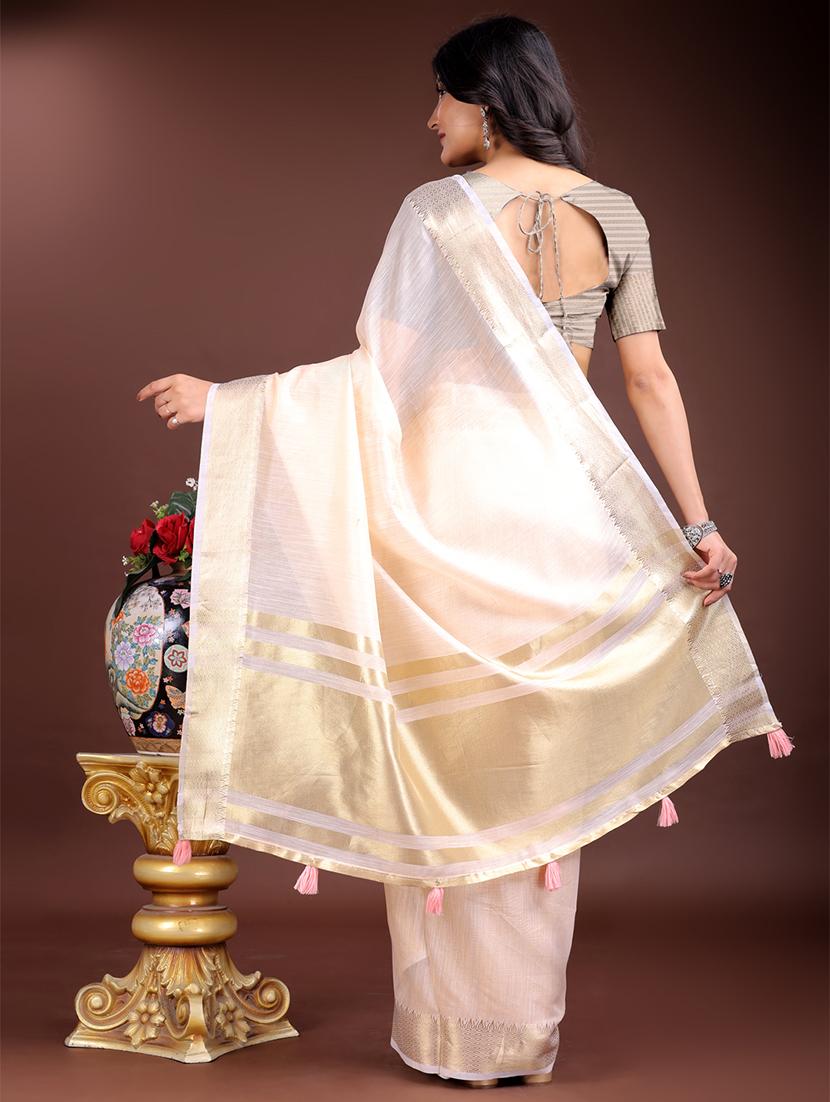 women solid with bordered saree with blouse - 21916622 - Standard Image - 2