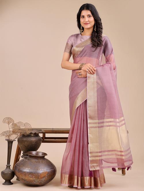 women solid with bordered saree with blouse - 21916628 -  Standard Image - 0