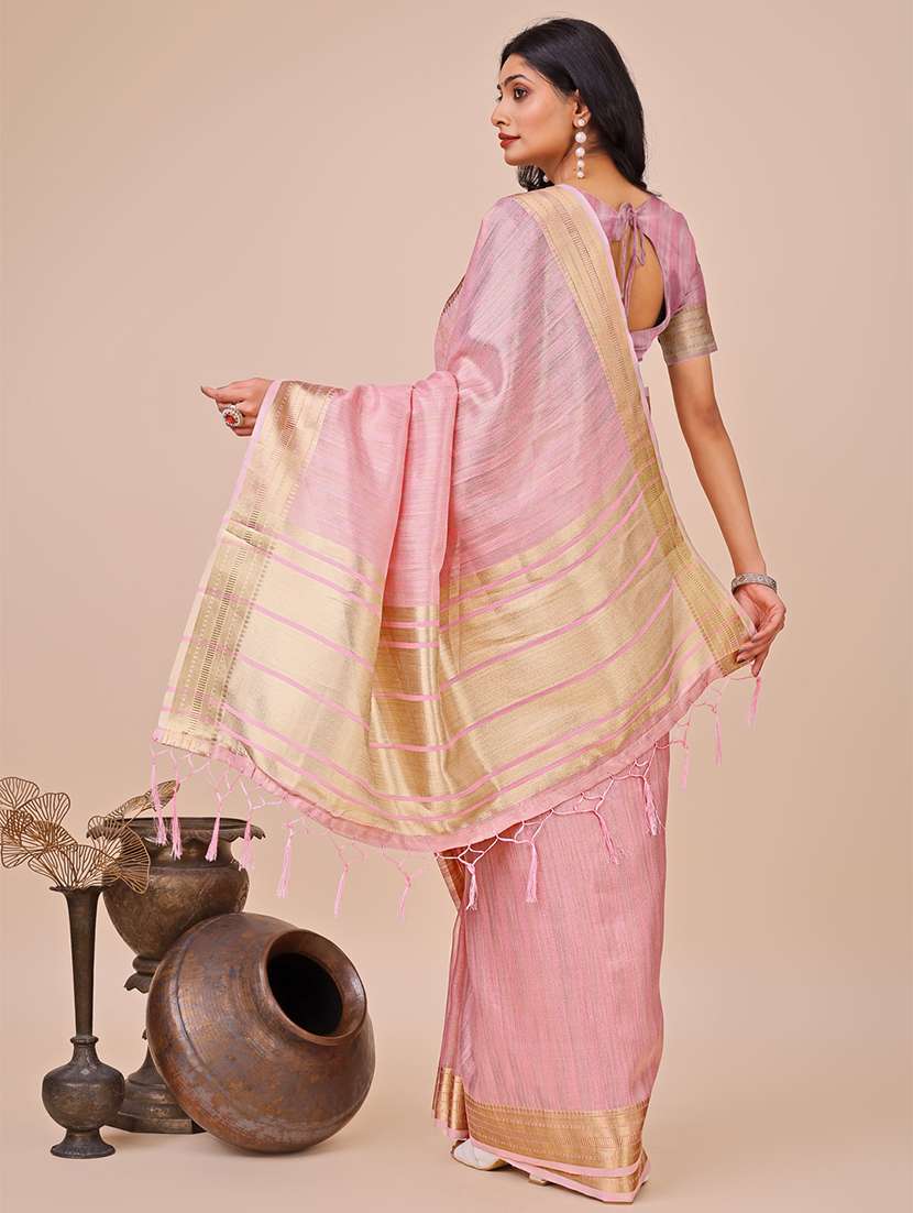 women solid with bordered saree with blouse - 21916636 -  Standard Image - 2