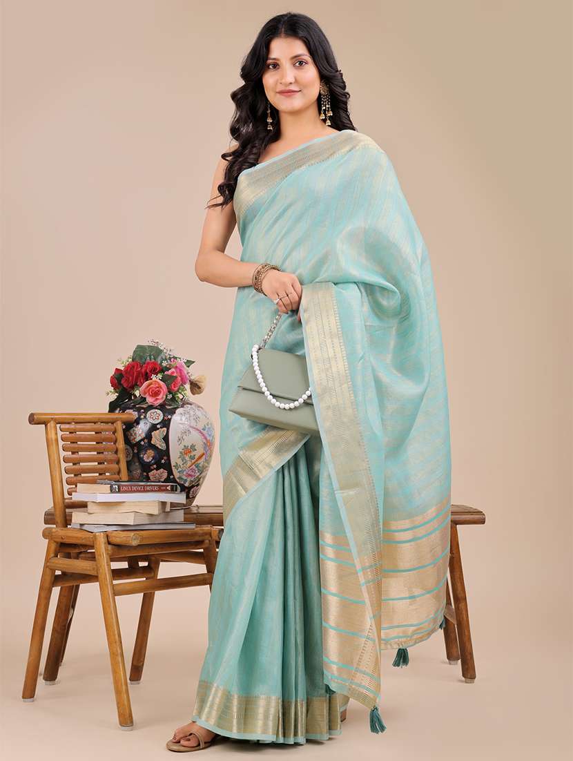 women solid with bordered saree with blouse - 21916640 -  Standard Image - 2