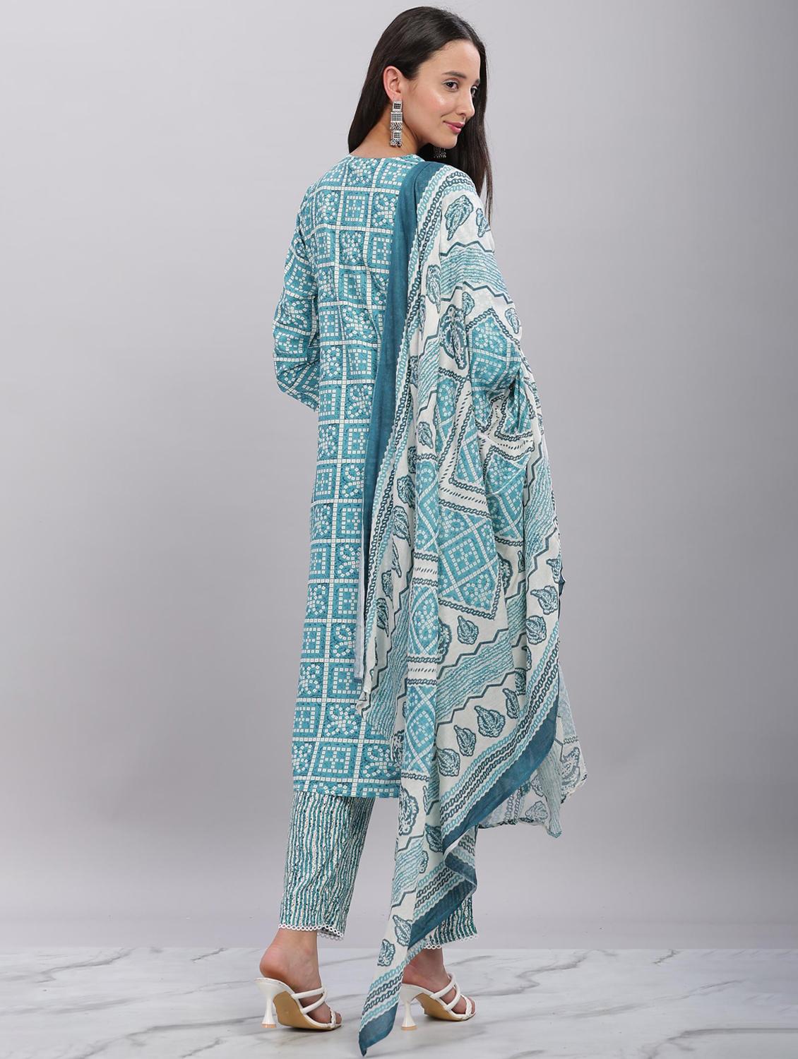 women three quarter sleeve kurta pant with dupatta set - 21916650 - Standard Image - 2