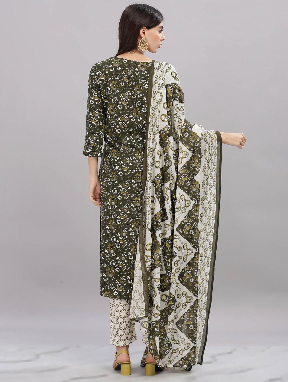 women three quarter sleeve kurta pant with dupatta set - 21916652 - Standard Image - 2