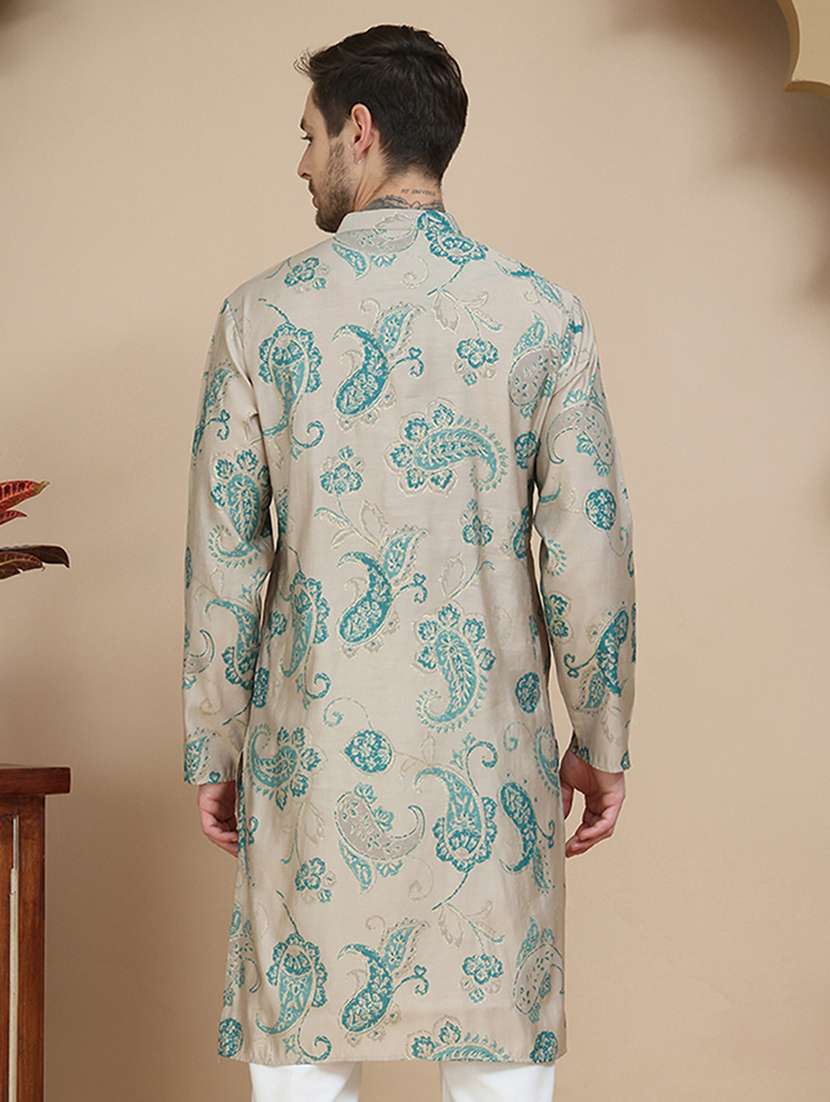 men paisley printed long sleeves long kurta - 21916672 -  Standard Image - 2