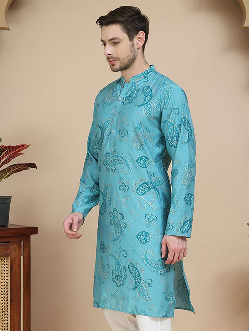 men paisley printed long sleeves long kurta - 21916673 -  Standard Image - 2