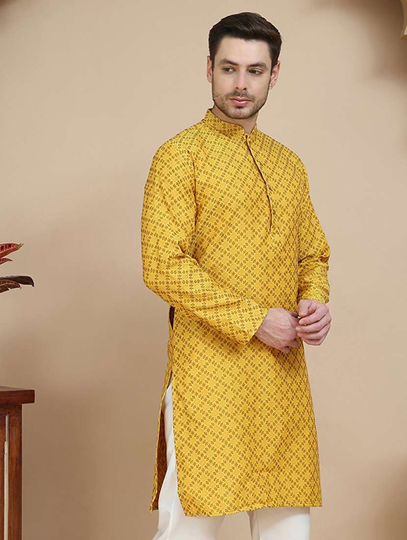 men embroidered mandarin neck long kurta - 21916679 - Standard Image - 2