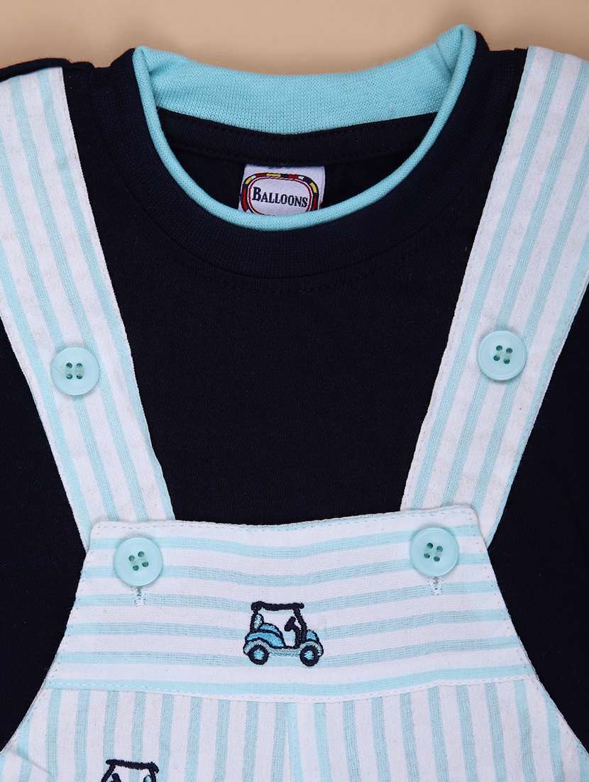 boys solid t-shirt & dungaree casual wear set - 21916730 -  Standard Image - 2