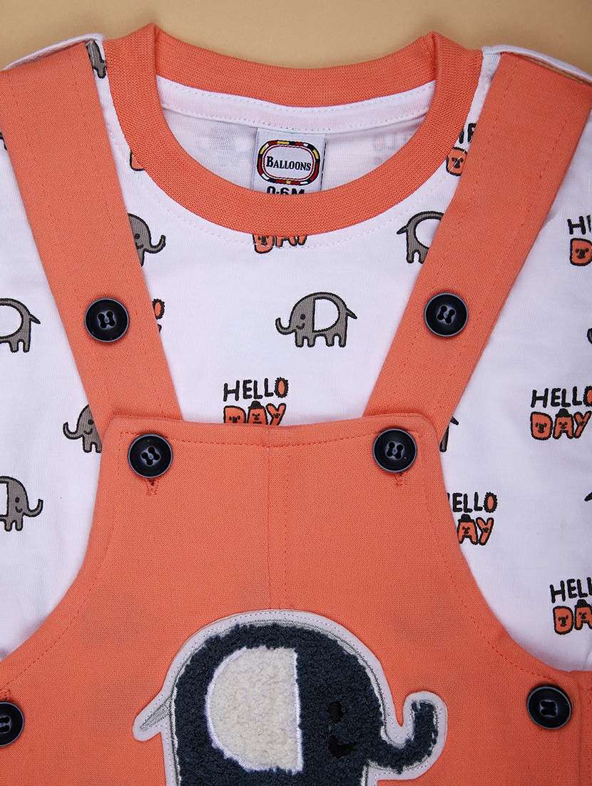 boys printed t-shirt & dungaree casual wear set - 21916733 -  Standard Image - 2