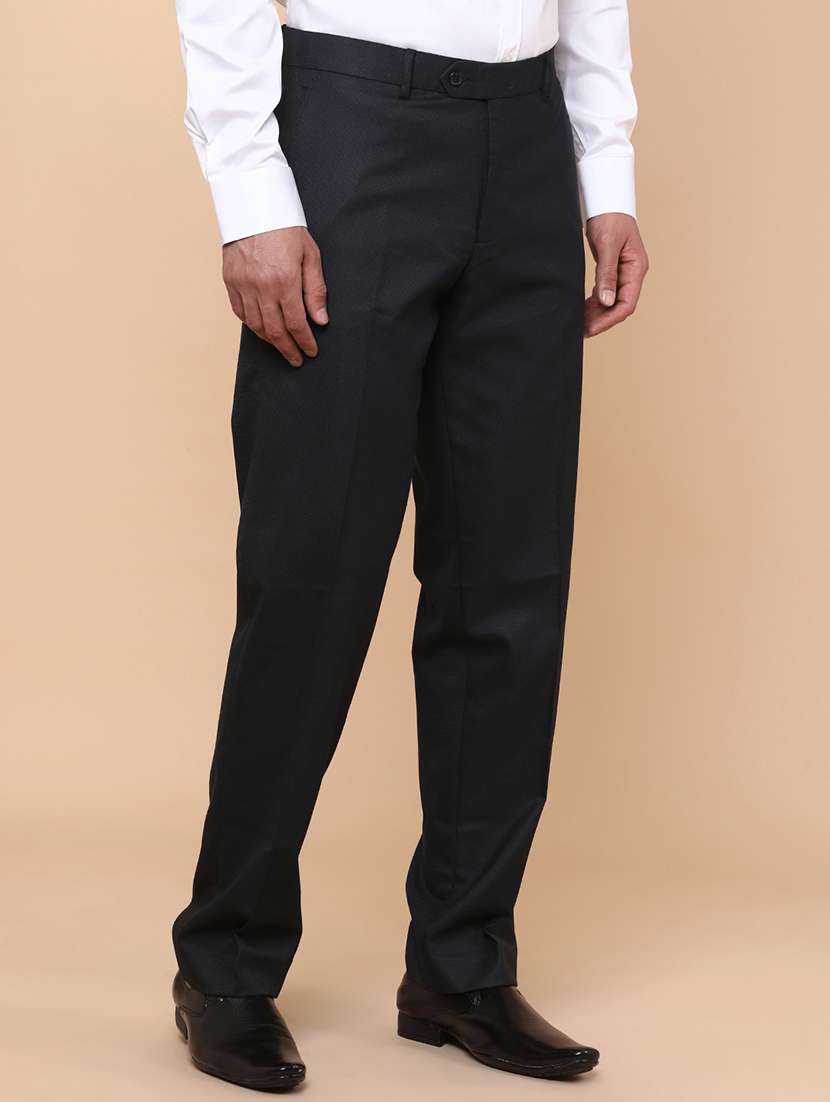 men black cotton flat front trousers formal trouser - 21916814 -  Standard Image - 2
