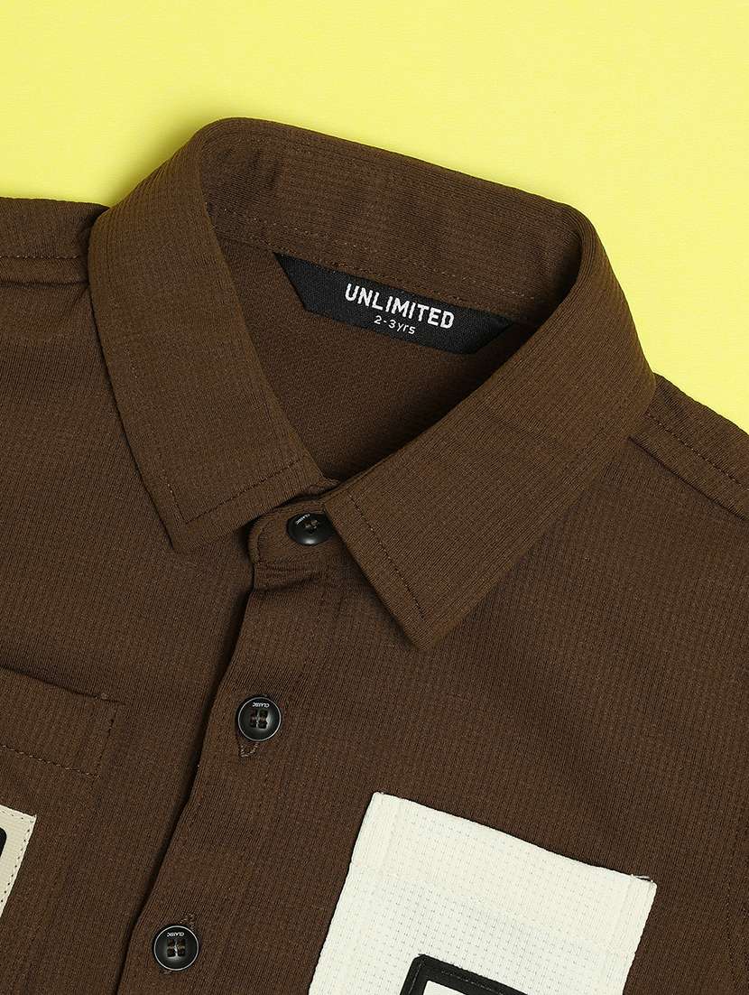 boys brown cotton shirt - 21916855 -  Standard Image - 2
