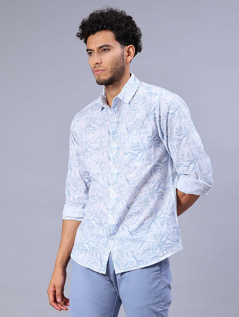 men printed collared long sleeve shirt - 21916861 - Standard Image - 2