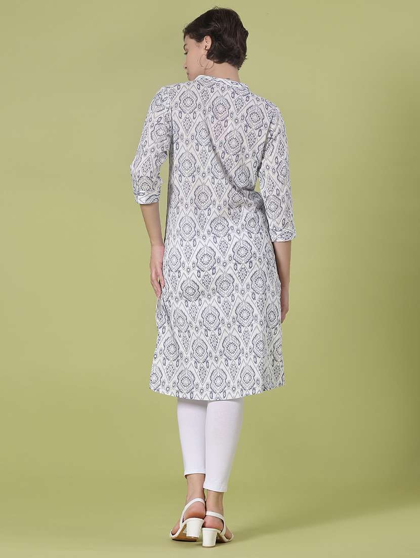 women three quarter sleeve straight kurta - 21916897 -  Standard Image - 2