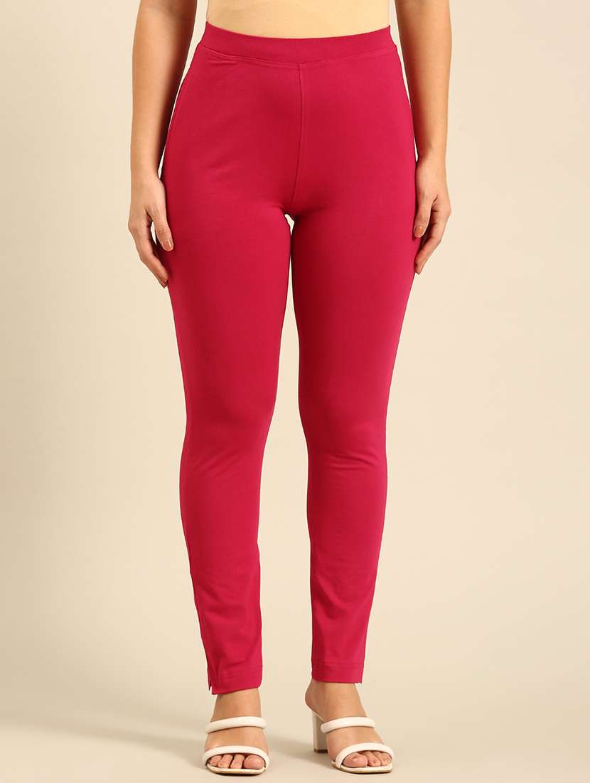 women solid mid rise ankle length legging
