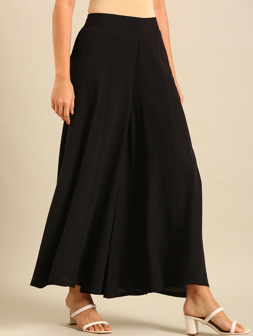 women solid high rise flared palazzo - 21916939 - Standard Image - 2