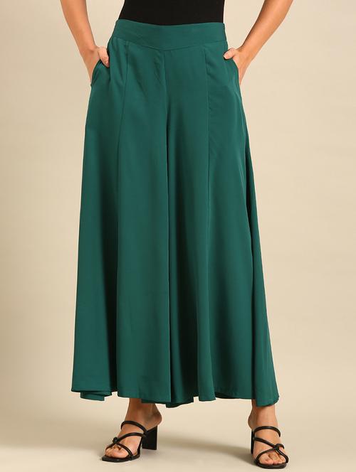 women solid high rise flarerd palazzo - 21916940 -  Standard Image - 0