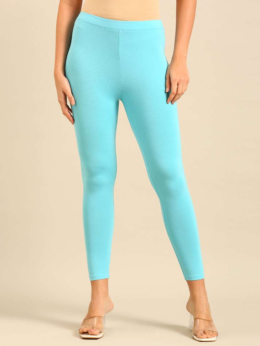 women solid mid rise ankle length legging