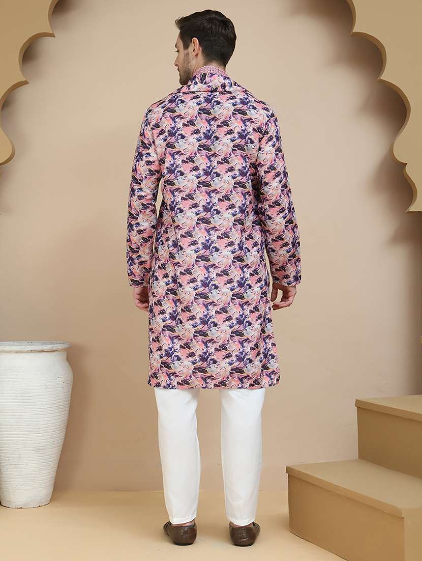 men printed long sleeves kurta pyjama set - 21916976 -  Standard Image - 2