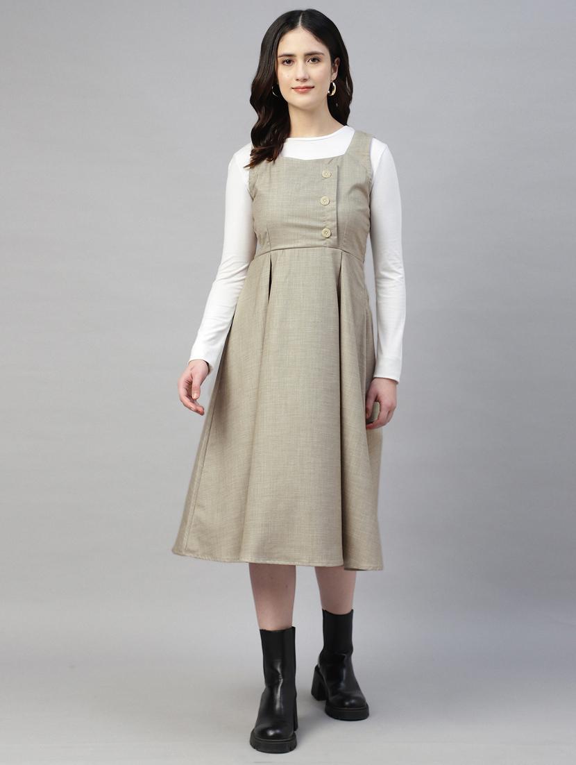women solid sleeveless fit & flared dress - 21917017 -  Zoom Image - 0