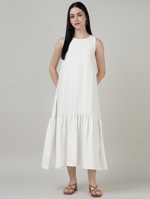women solid sleeveless tiered dress - 21917020 - Standard Image - 0