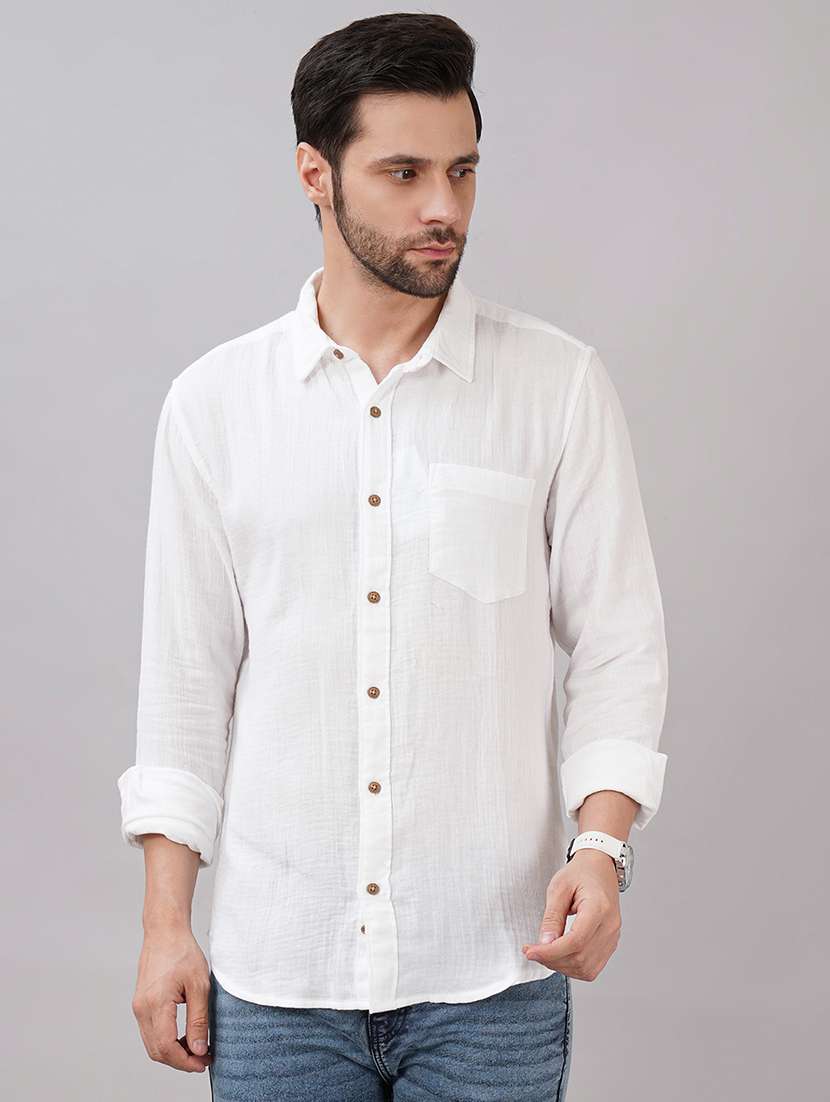 men solid long sleeve regular fit casual shirt