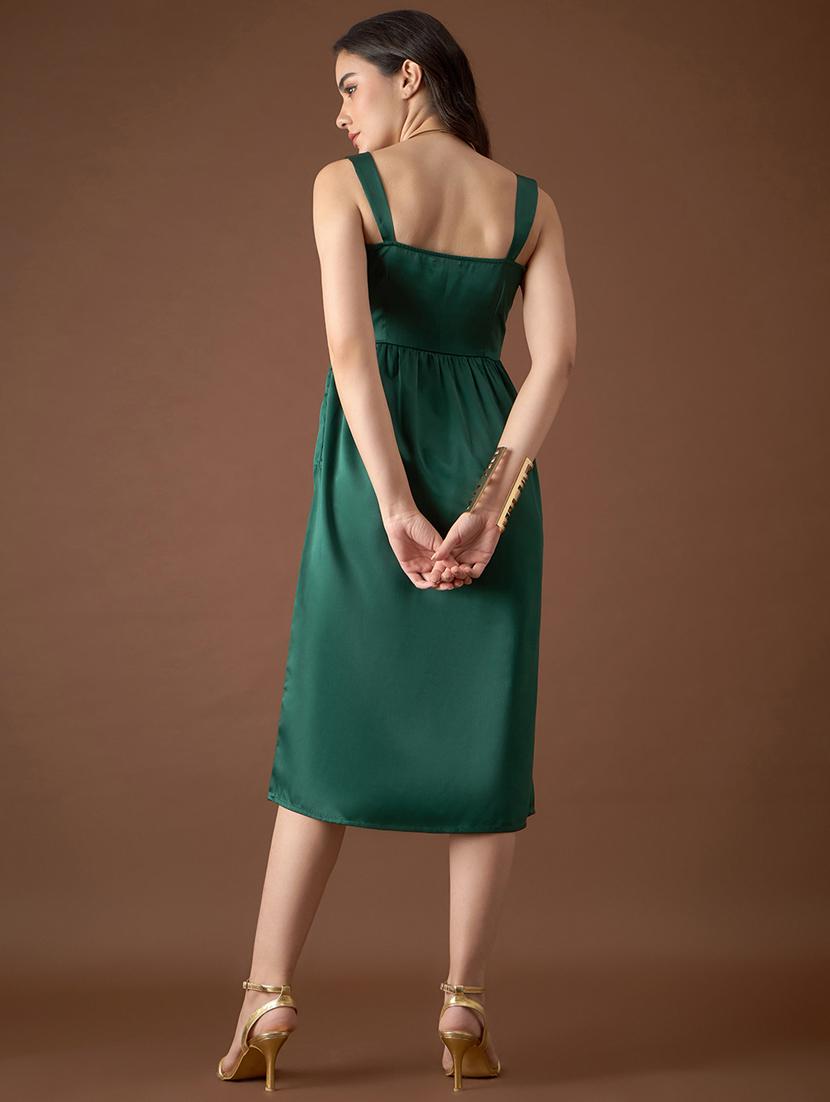 women solid shoulder strap a-line dress - 21917369 - Standard Image - 2