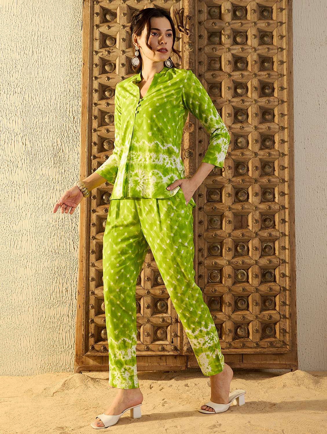 women tie & dye top & trouser co-ord set - 21917466 - Standard Image - 2