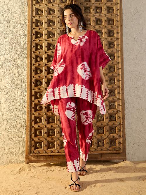 women tie & dye kaftan top & trouser co-ord set - 21917467 -  Standard Image - 0