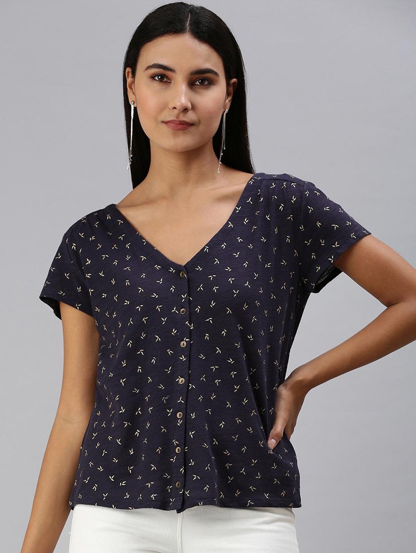 women printed short sleeve regular top - 21918217 - Zoom Image - 0