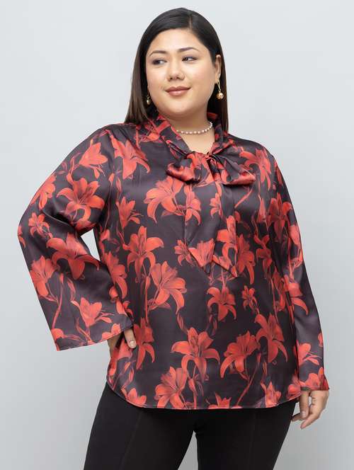 women plus size floral printed bell sleeves top - 21918334 -  Standard Image - 0