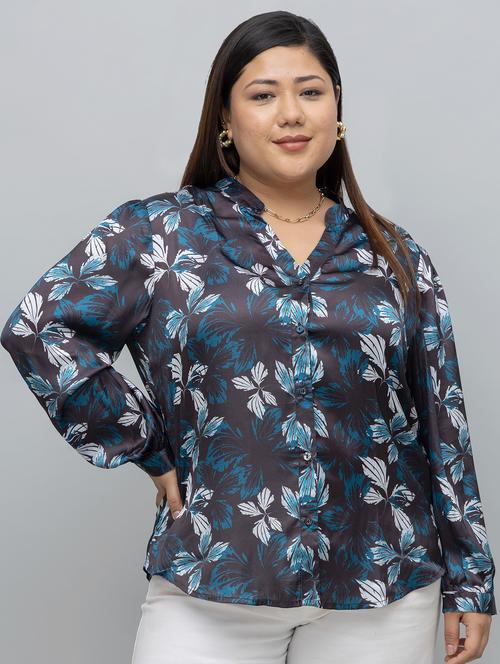 women plus size floral printed puff sleeves top - 21918339 - Standard Image - 0