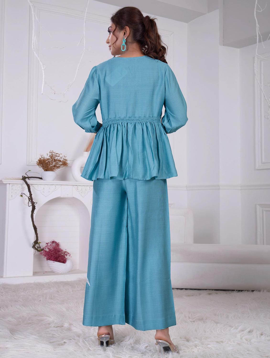 women three quarter sleeve ethnic co-ord set - 21918354 - Standard Image - 2