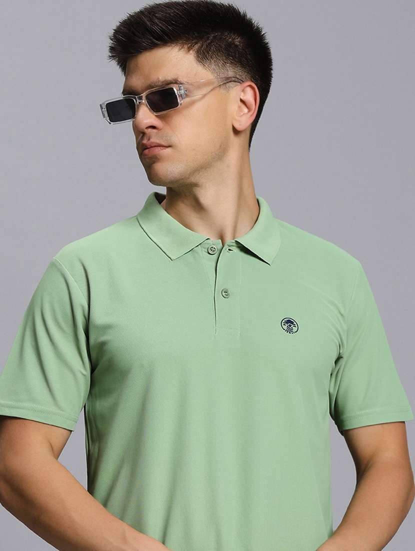 men solid short sleeves polo t-shirt
