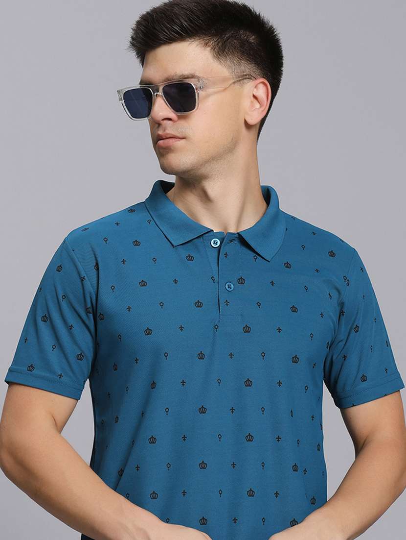 men printed short sleeves polo t-shirt - 21918387 - Zoom Image - 0