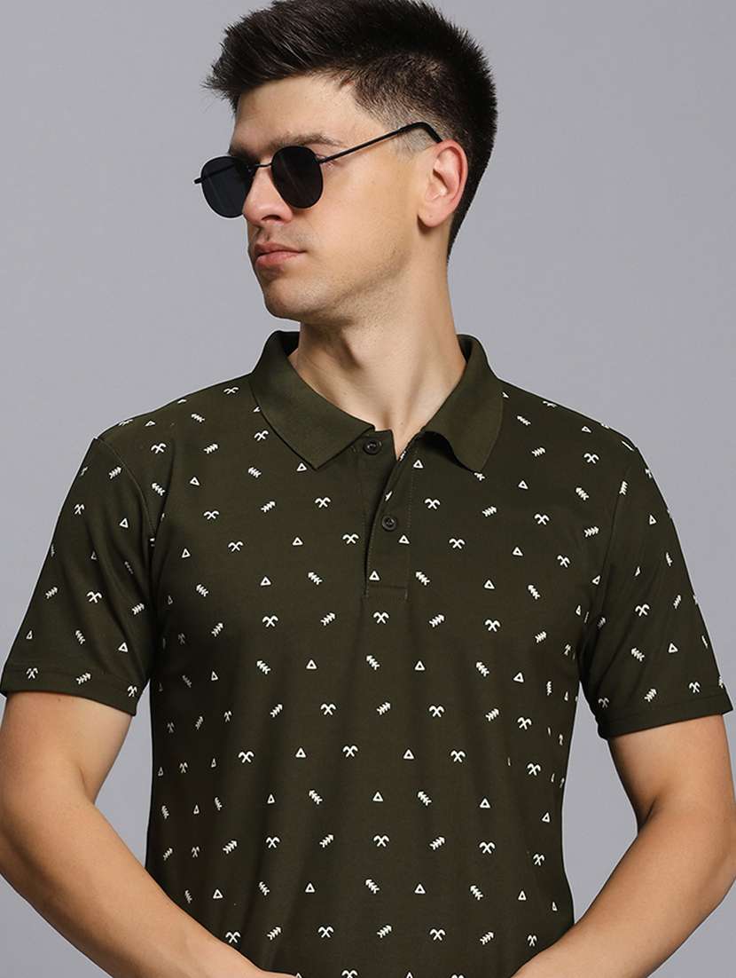 men printed short sleeves polo t-shirt
