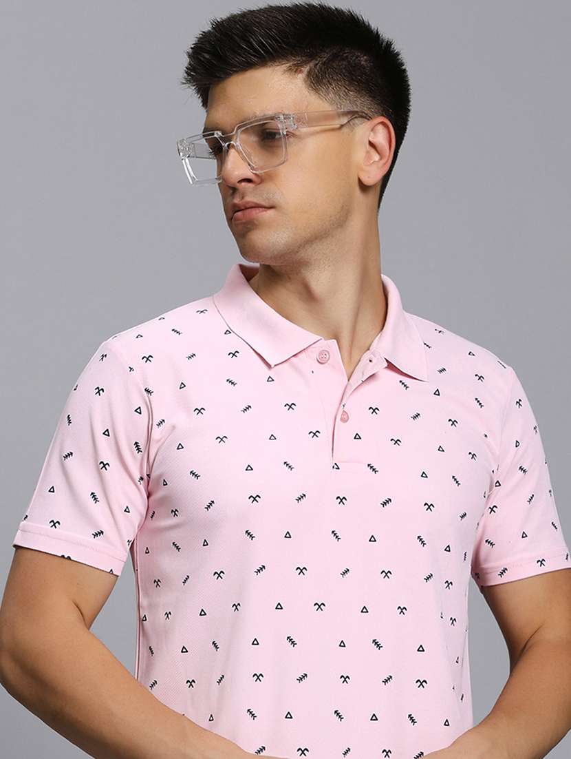 men printed short sleeves polo t-shirt