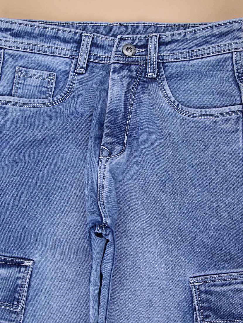 boys solid mid rise denim cargo - 21918452 -  Standard Image - 2