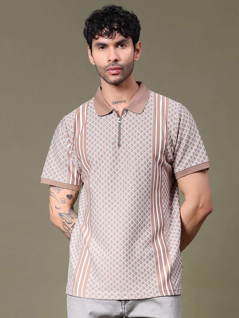 men printed short sleeve regular fit polo t-shirt