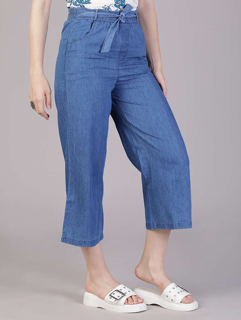 women solid mid rise culottes - 21918585 - Standard Image - 2