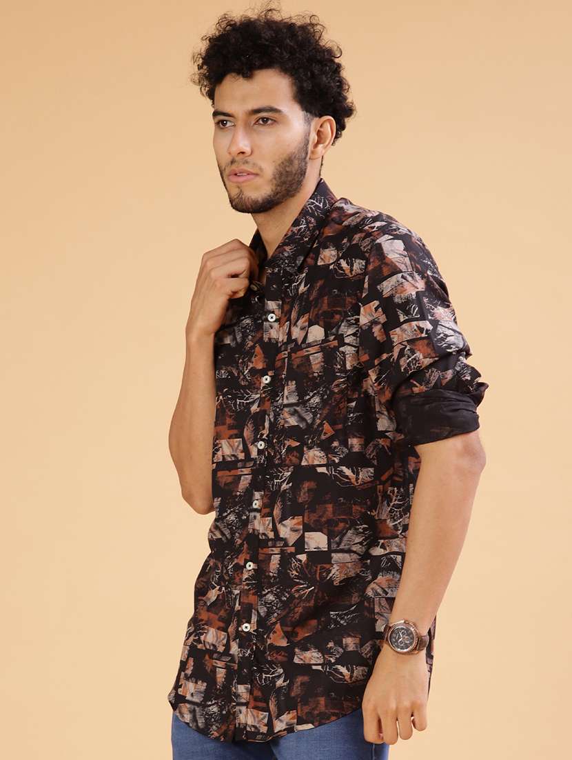 men printed collared long sleeve shirt - 21918627 -  Standard Image - 2